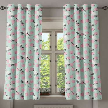 Ambesonne Grommet Curtain, , 50"x60", Pale Pink and Mint Green