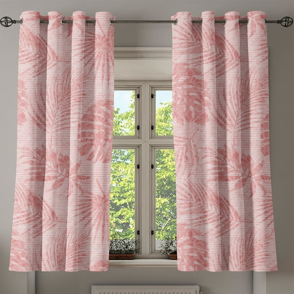 Ambesonne Grommet Curtain, , 50"x60", Pale Pink and Rose