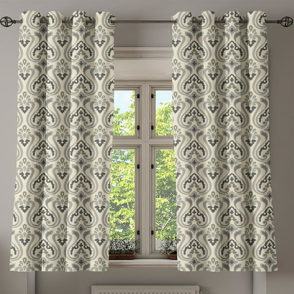 Ambesonne Grommet Curtain, , 50"x60", Pale Sage Green Cream