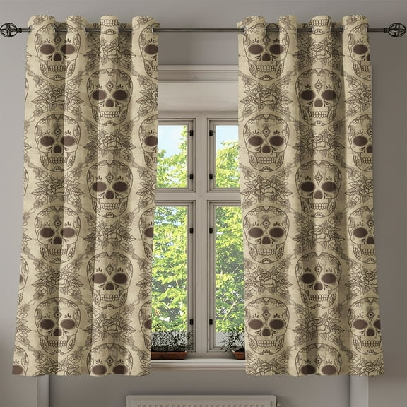 Ambesonne Grommet Curtain, , 50"x60", Pale Sepia and Dark Rosewood