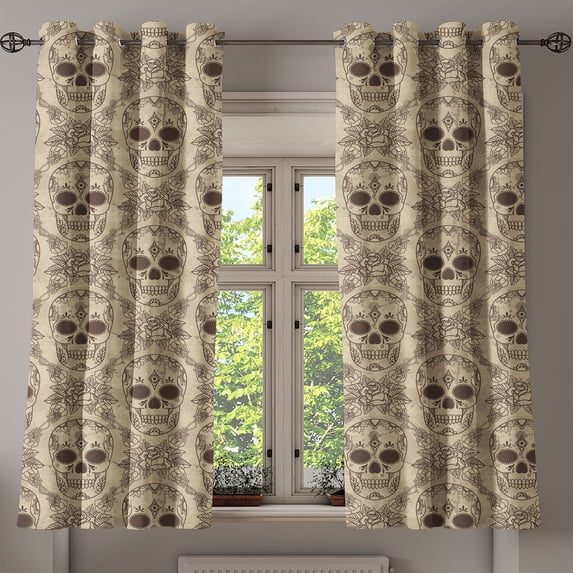 Ambesonne Grommet Curtain, , 50"x60", Pale Sepia and Dark Rosewood
