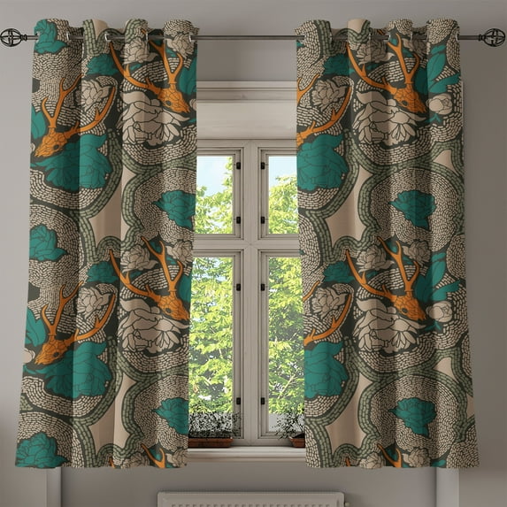 Ambesonne Grommet Curtain, , 50"x60", Pale Vermilion Warm Taupe