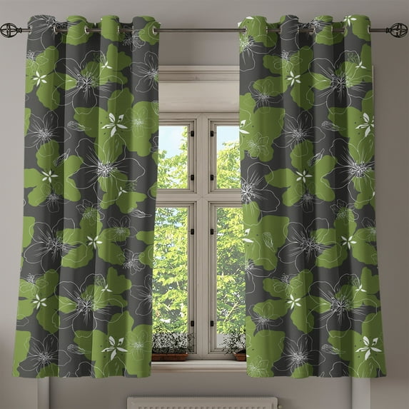 Ambesonne Grommet Curtain, , 50"x60", Peacock Green White