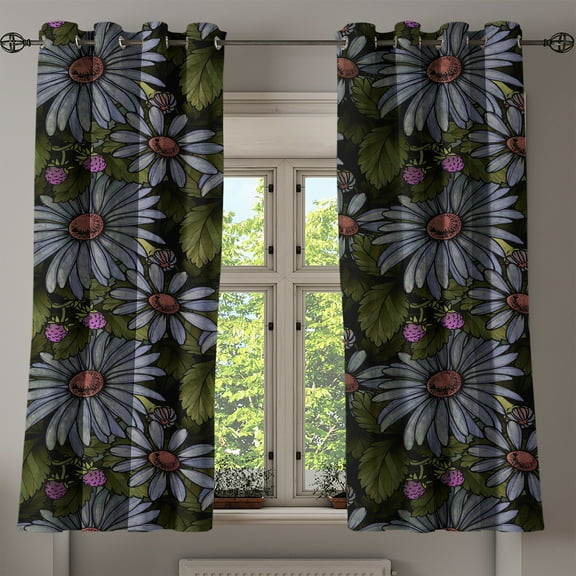Ambesonne Grommet Curtain, , 50"x60", Reseda Green Blue Grey