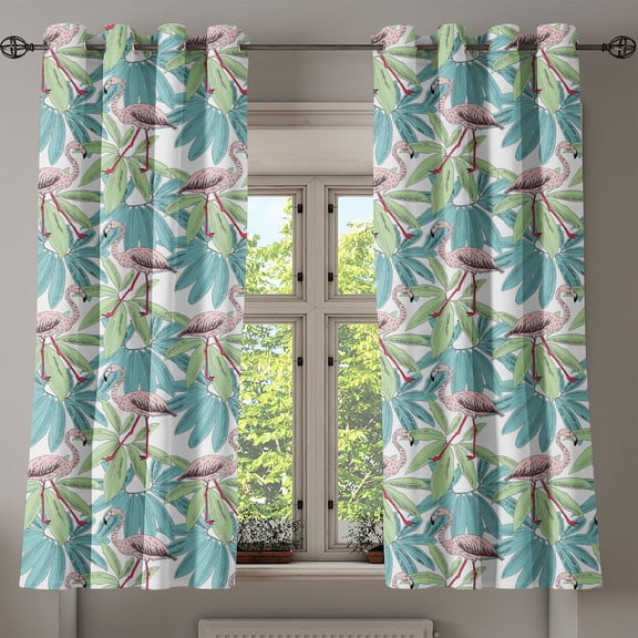 Ambesonne Grommet Curtain, , 50"x60", Rose Pale Green Seafoam