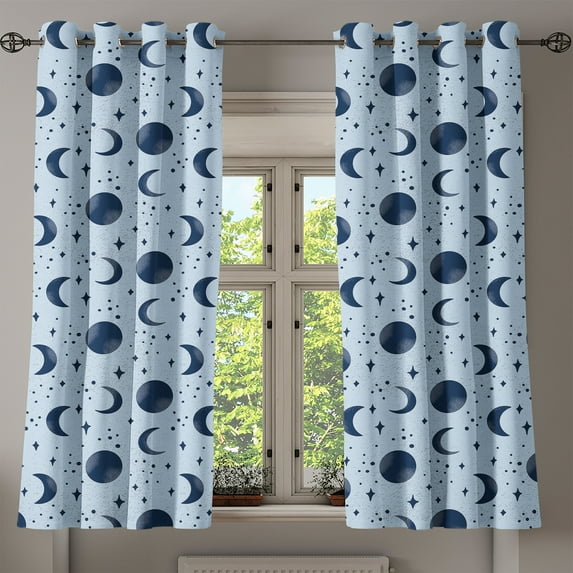 Ambesonne Grommet Curtain, , 50"x60", Soft Blue Night Blue