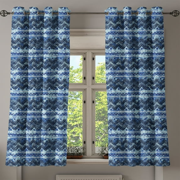 Ambesonne Grommet Curtain, , 50"x60", Violet Blue and Indigo