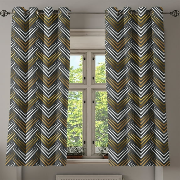 Ambesonne Grommet Curtain, , 50"x63", Dark Mustard Grey