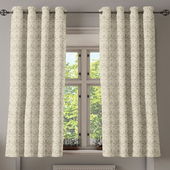 Ambesonne Grommet Curtain, , 50"x63", Eggshell and Pale Tan