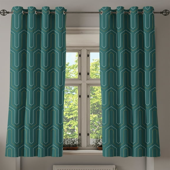 Ambesonne Grommet Curtain, , 50"x63", Hunter Green Earth Yellow