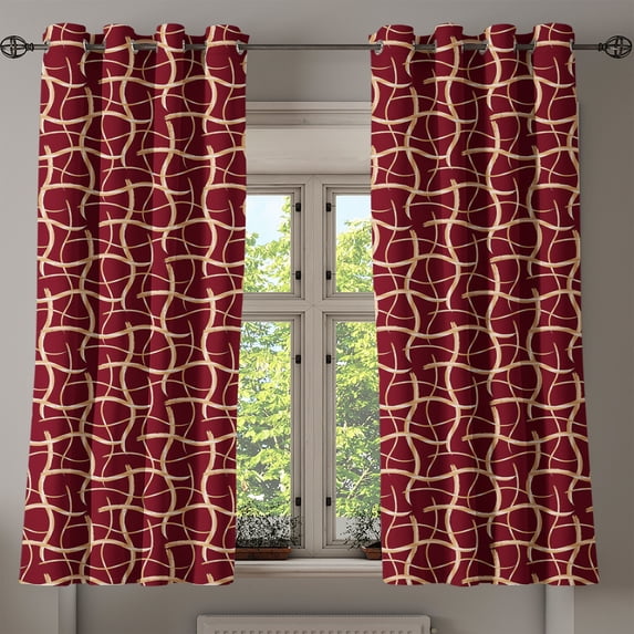 Ambesonne Grommet Curtain, , 50"x63", Maroon Pale Brown
