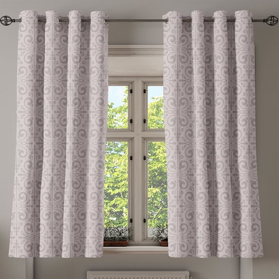 Ambesonne Grommet Curtain, , 50"x63", Mauve and Grey Pink