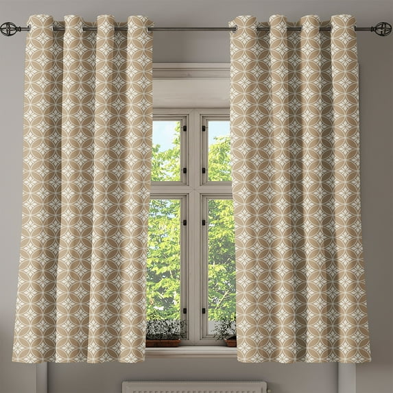 Ambesonne Grommet Curtain, , 50"x63", Pale Brown White
