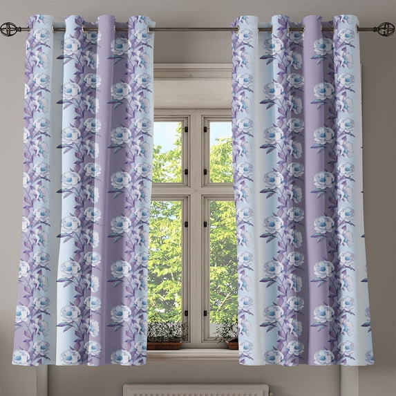 Ambesonne Grommet Curtain, , 50"x63", Pale Eggplant Soft Blue