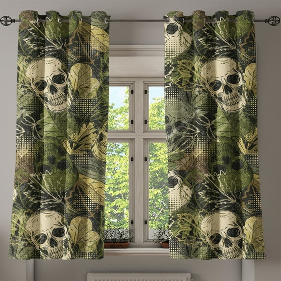 Ambesonne Grommet Curtain, , 50"x63", Pale Olive Green Eggshell