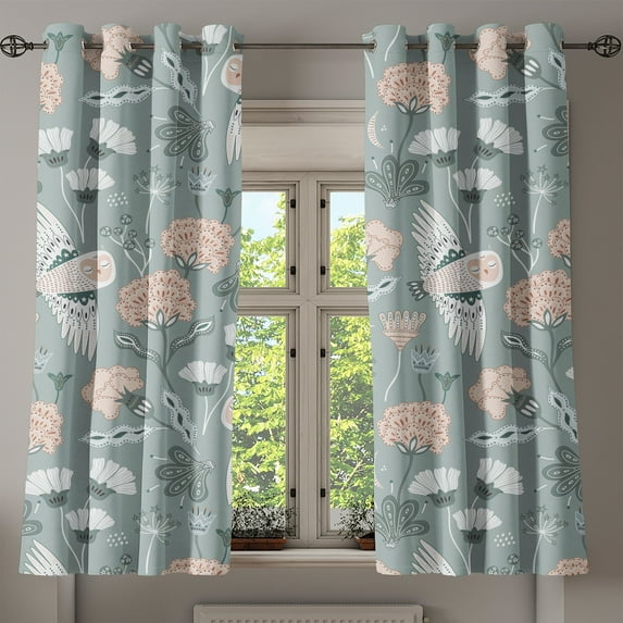 Ambesonne Grommet Curtain, , 50"x63", Pale Slate Blue Blush