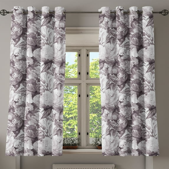 Ambesonne Grommet Curtain, , 50"x63", Purpleblue Off White