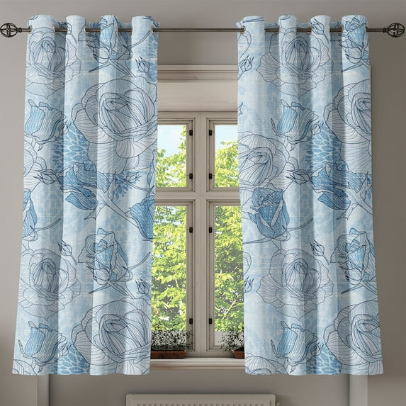 Ambesonne Grommet Curtain, , 50"x63", Sea Blue Soft Blue
