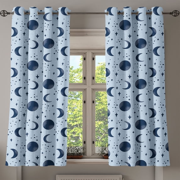 Ambesonne Grommet Curtain, , 50"x63", Soft Blue Night Blue