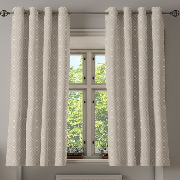 Ambesonne Grommet Curtain, , 50"x63", Warm Taupe White