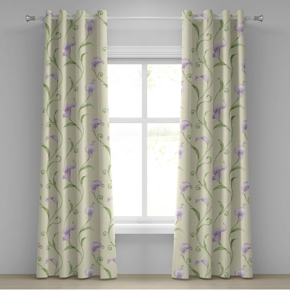 Ambesonne Grommet Curtain, , 50"x72", Avocado Green Pale Lilac