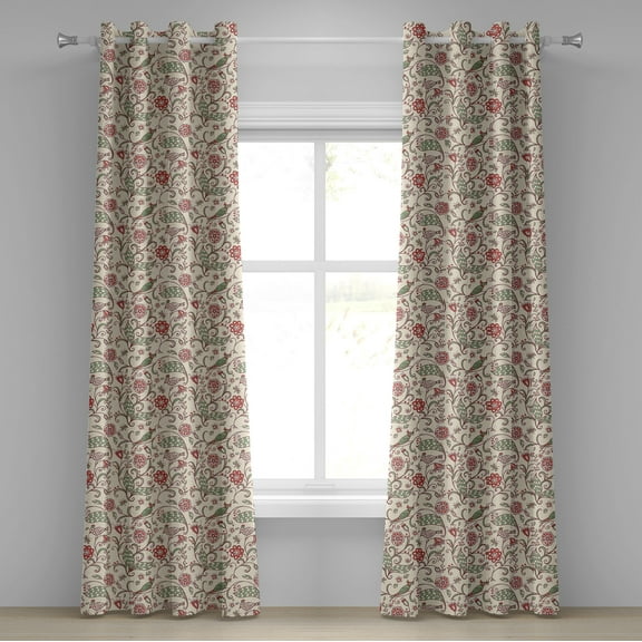 Ambesonne Grommet Curtain, , 50"x72", Champagne Green and Orange
