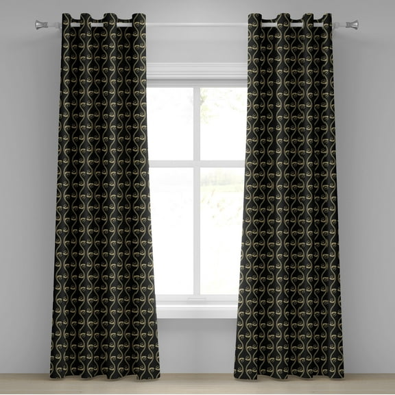 Ambesonne Grommet Curtain, , 50"x72", Charcoal Grey and Beige