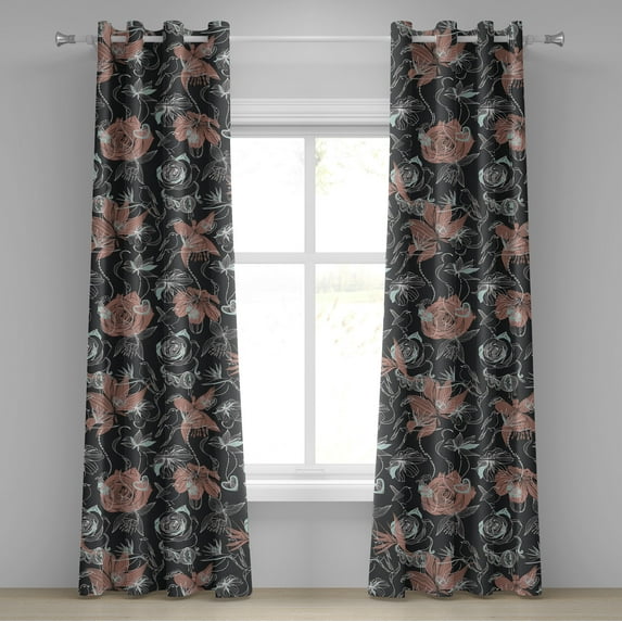 Ambesonne Grommet Curtain, , 50"x72", Coral Pale Blue