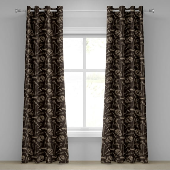 Ambesonne Grommet Curtain, , 50"x72", Dark Cocoa Warm Taupe