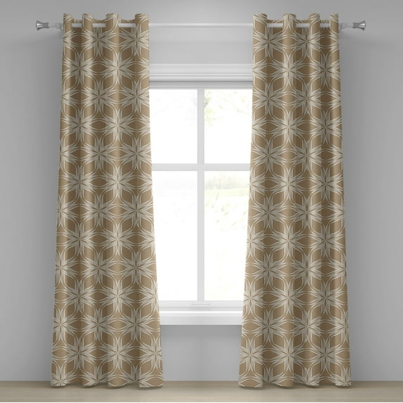 Ambesonne Grommet Curtain, , 50"x72", Ecru and White