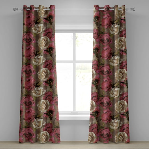 Ambesonne Grommet Curtain, , 50"x72", Hot Pink Champagne