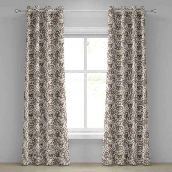 Ambesonne Grommet Curtain, , 50"x72", Ivory Cocoa and Pale Brown