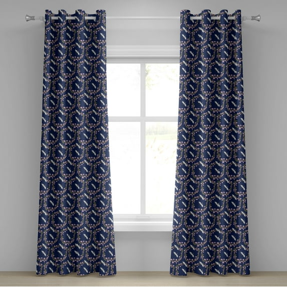 Ambesonne Grommet Curtain, , 50"x72", Night Blue and Pale Pink