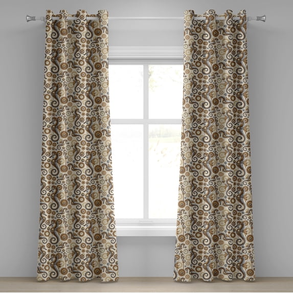 Ambesonne Grommet Curtain, , 50"x72", Pale Brown Grey and Cream