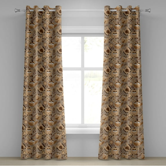 Ambesonne Grommet Curtain, , 50"x72", Pastel Brown Warm Taupe