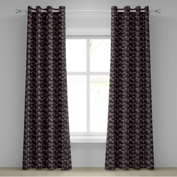 Ambesonne Grommet Curtain, , 50"x72", Plum Black Beige