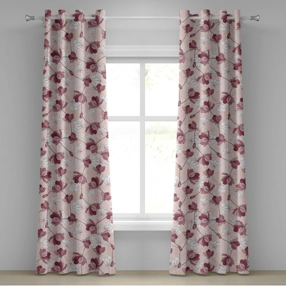 Ambesonne Grommet Curtain, , 50"x72", Rose Raspberry White