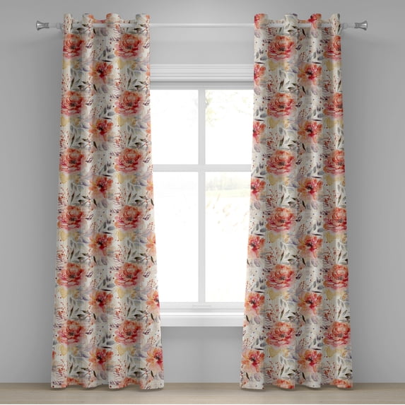 Ambesonne Grommet Curtain, , 50"x72", Salmon Ceil Blue Peach