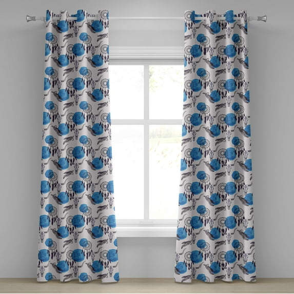Ambesonne Grommet Curtain, , 50"x72", Sky Blue Eggplant White