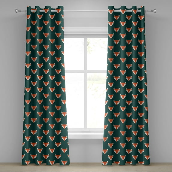 Ambesonne Grommet Curtain, , 50"x72", Teal Burnt Sienna