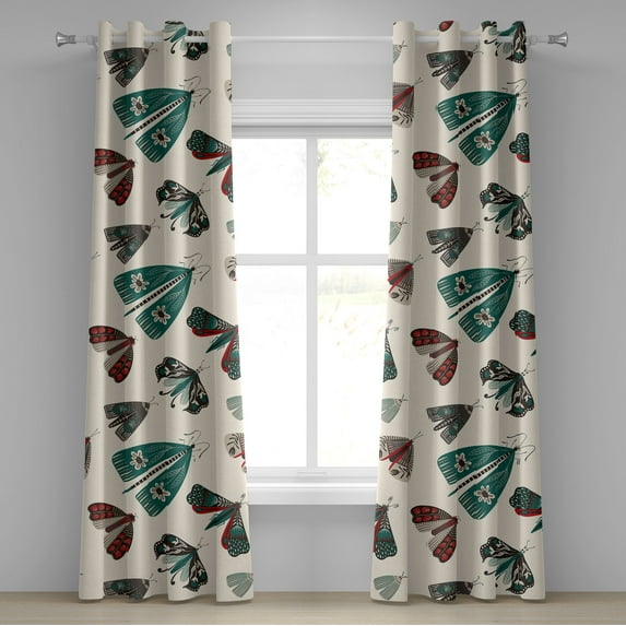 Ambesonne Grommet Curtain, , 50"x72", Teal Dark Pink Cream