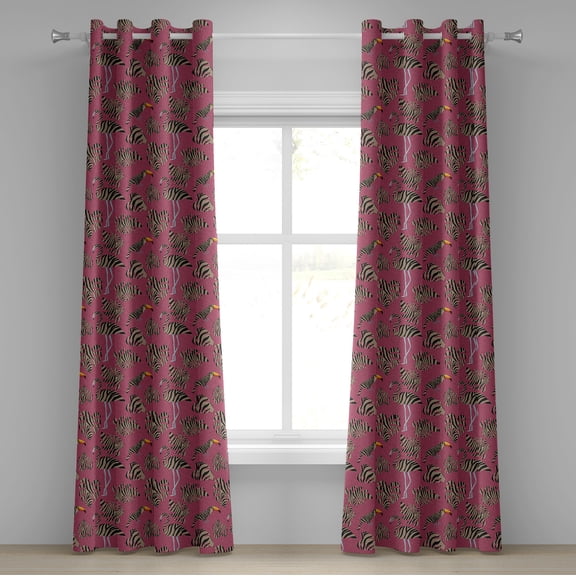 Ambesonne Grommet Curtain, , 50"x72", Warm Taupe Charcoal Grey