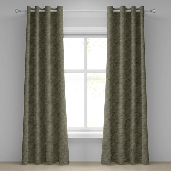 Ambesonne Grommet Curtain, , 50"x84", Army Green White and Black