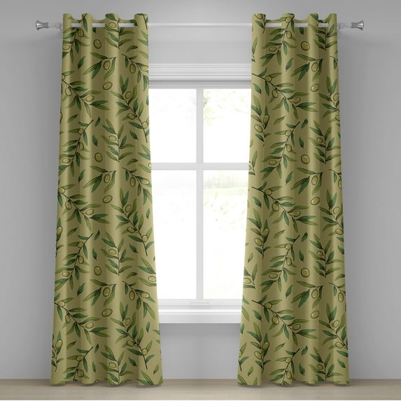 Ambesonne Grommet Curtain, , 50"x84", Avocado Green Fern Green