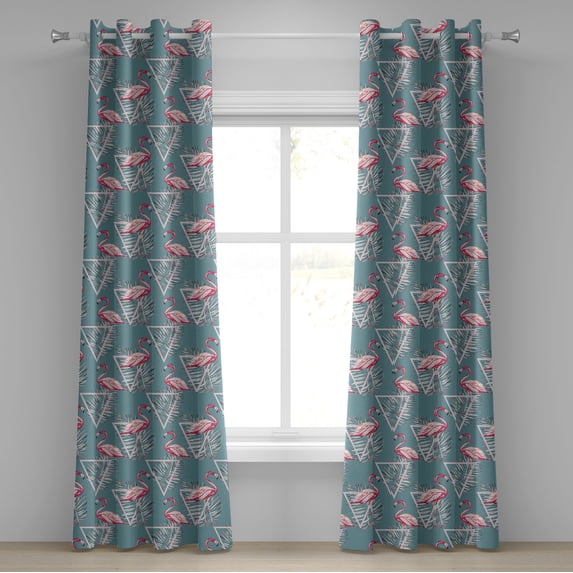 Ambesonne Grommet Curtain, , 50"x84", Cadet Blue and Pink