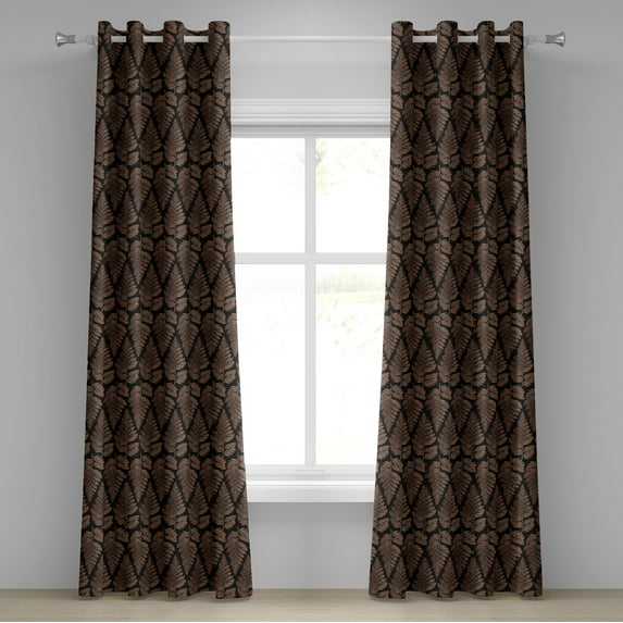 Ambesonne Grommet Curtain, , 50"x84", Charcoal Grey Dark Brown