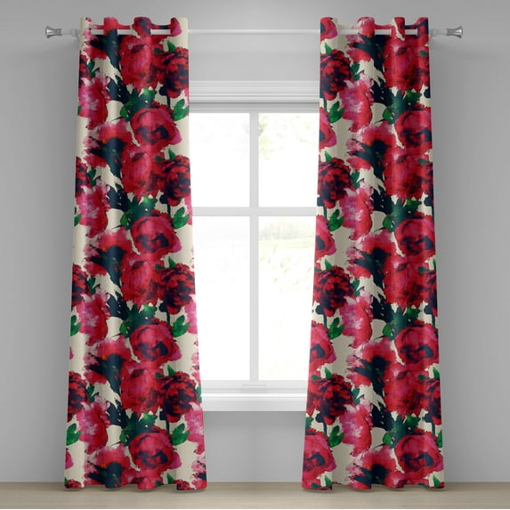 Ambesonne Grommet Curtain, , 50"x84", Dark Coral Champagne