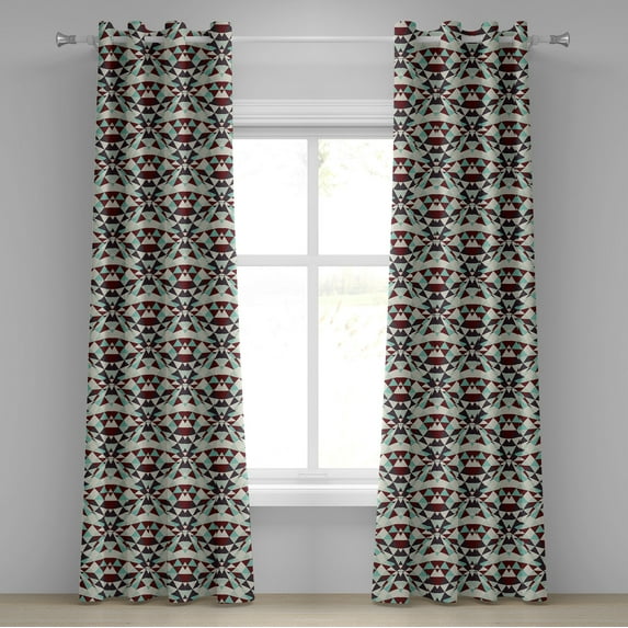 Ambesonne Grommet Curtain, , 50"x84", Eggshell Maroon and Seafoam