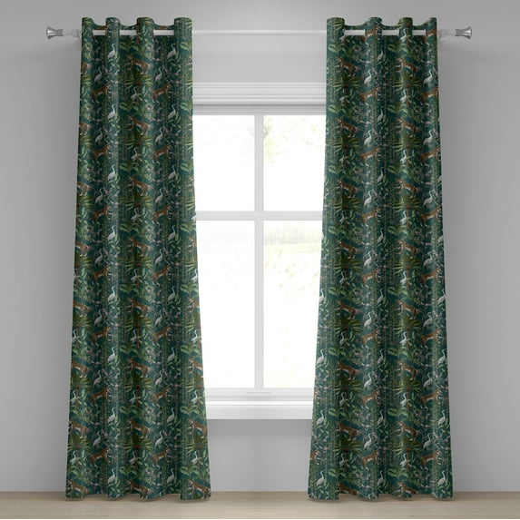 Ambesonne Grommet Curtain, , 50"x84", Green Teal and Ginger
