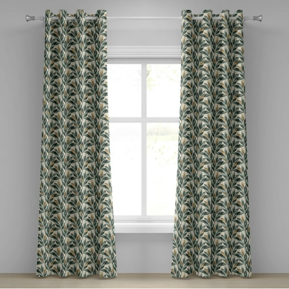 Ambesonne Grommet Curtain, , 50"x84", Hunter Green Dark Yellow